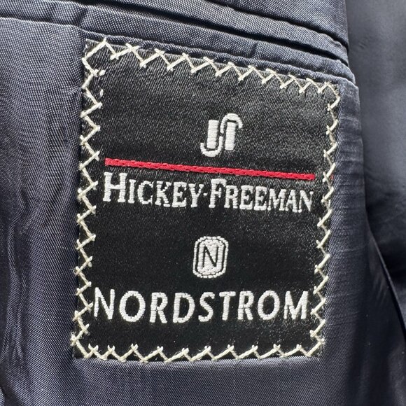 VTG Hickey Freeman By Nordstrom 2 Piece Suit Navy 100% Wool USA Union Made 46 R - Picture 6 of 16